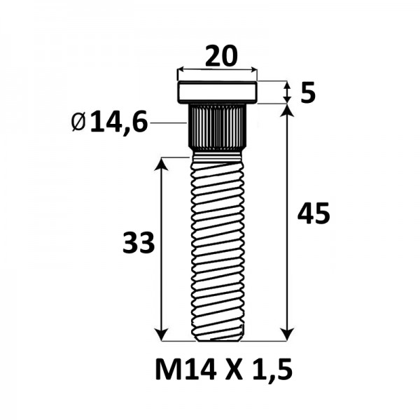 Presuojama smeigė M14x1,5x45mm Ø14,6
