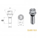 Rato varžtas M14x1,25x48mm 17" (kūginis) Juodas